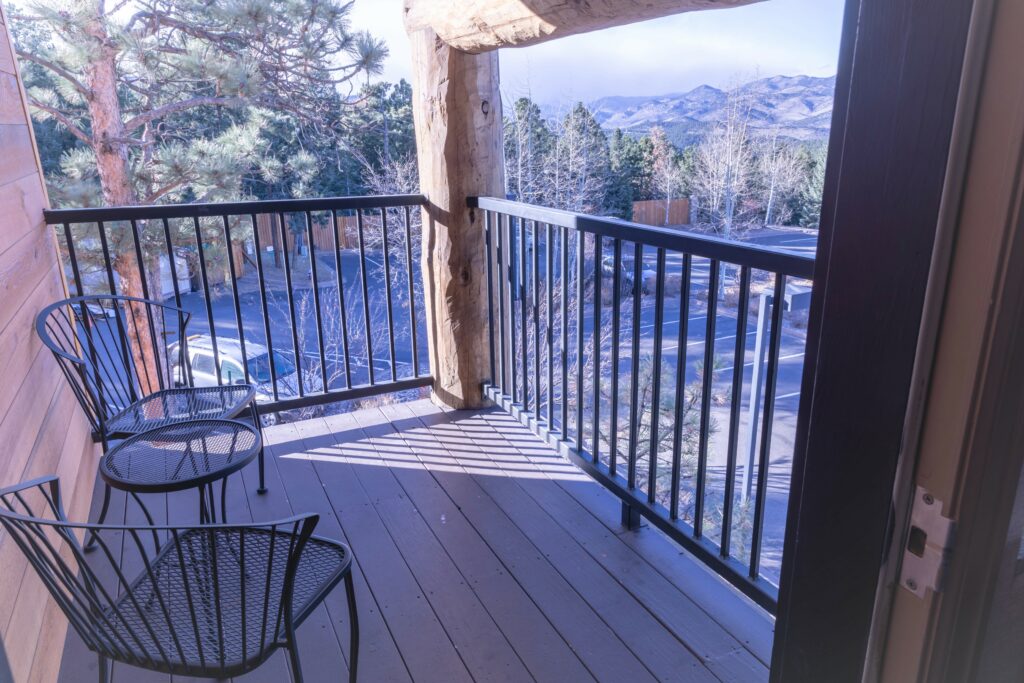 Balcony king room with a view at Comfort Suites Golden West in Colorado