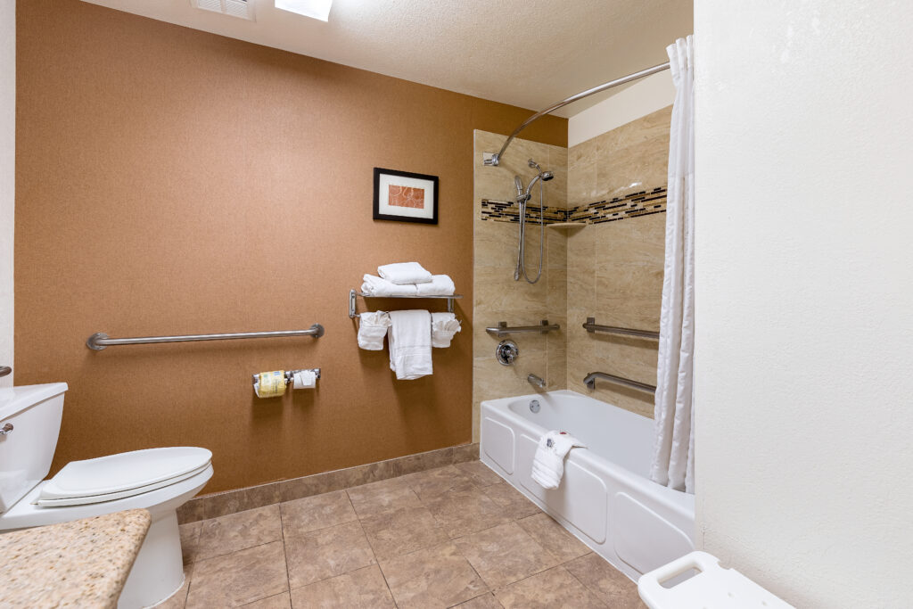 Handicap accessible bathroom at Comfort Suites Golden West